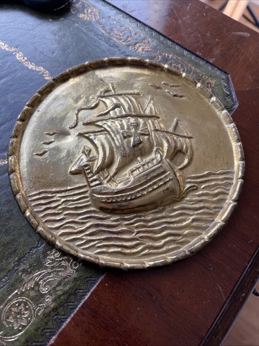 Embossed brass hanging plate - brass,