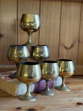 Vintage Etched Brass Goblets