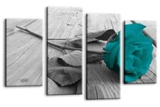 Floral Wall Art Teal Rose