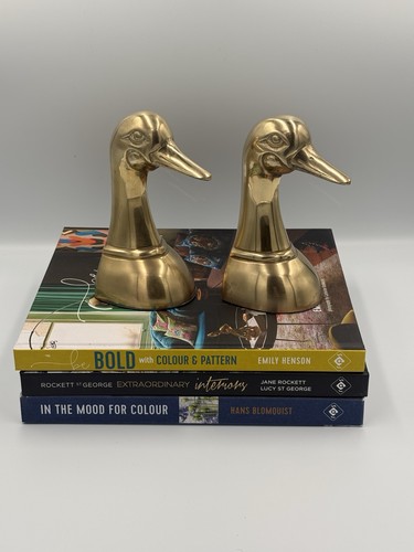 Vintage brass duck bookends - vintage,