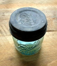 BALL 1/2 PINT BLUE MASON Jar "Collector's Edition"  ~ Antique BALL ZINC Lid