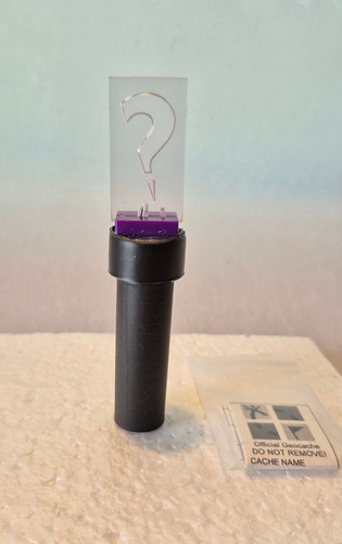 Question mark geocache 5ml - question,