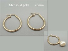 14ct Yellow Gold Hoop Earrings 14K Solid Gold Round Tube Hoops 20mm
