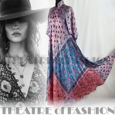 DRESS INDIAN SILK VINTAGE KAFTAN 70s WEDDING BOHO HIPPY-LUXE GODDESS M L XL XXL