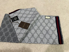 GUCCI GREY DOUBLE G LOGO SCARF NEW
