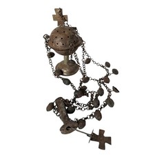 Authentic Ethiopian Orthodox Incense Burner | Handheld Metal Censer with Bells