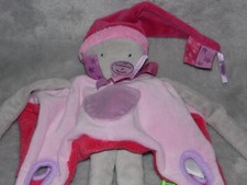 Doudou et Compagnie Tattoo comforter soft toy pink blankie rose rouge