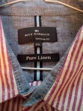 Blue Harbour Men's Multicolored L-Striped Shirt. Pure Linen. XXL