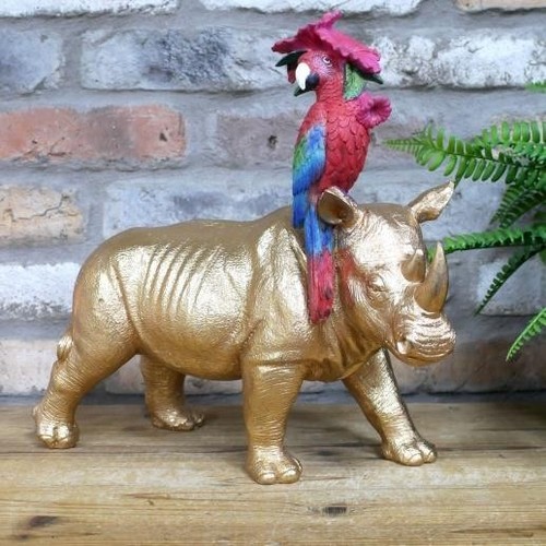 Gold rhino ornament parrot red - rhino,