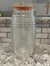 Ribbed Glass Storage Jar