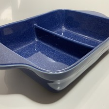 Divided Ovenware Serving Roasting Dish ‘Kalahari Sands’ Blue Vegetable Meat Dish