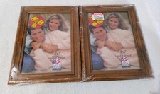 2 Vintage Hard Wood Picture Frames 5"x7" Photo Natural Table Top Lot Made USA