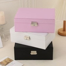 1/2 Layer Large Jewellery Boxes Leather Storage Case Rings Necklaces Organizer