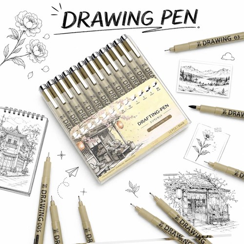 Fine liner black pens for - 12,