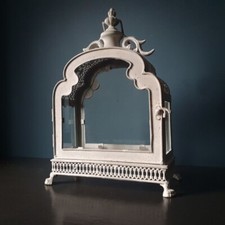 Large Iron and Glass Tealight Candle Lantern Holder for Home Garden Patio Decor