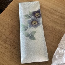 VINTAGE TUTANKA JAPANESE CLOISONNE ENAMEL ART FLOWER DRESSER TRINKET TRAY