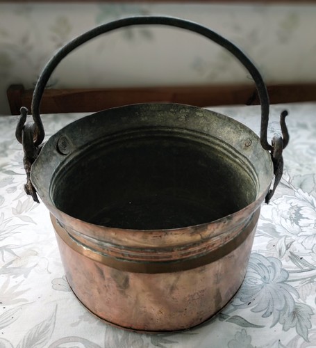 Antique copper pot cauldron - copper, pot/