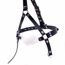 White 48mm Big Ball Silicon Rubber Bondage Ball Gag Faux Leather Head Harness 