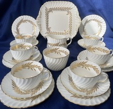 Minton Golden Symphony White Tea Set 21 Pieces Cup Saucer Milk Sugar Side Plate