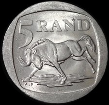 South Africa 5 Rand 1994 Wildebeest Coin WCA B121