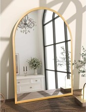 Large Arch Bathroom Mirror, Metal Frame Wall Mounted Mirror Silver