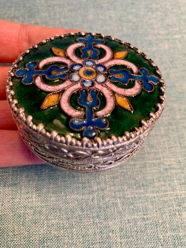 Vintage enamel trinket box - vintage,