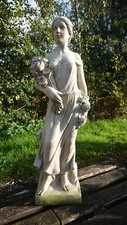 STONE GARDEN LARGE ROSE LADY STATUE WOMAN WITH FLOWERS ORNAMENT ?