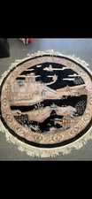 Beautiful 5ft Chinese Vintage Hand Knotted Round Wool Rug