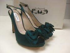 LK BENNETT SHOES 5 stiletto Wigmore teal green peep toe jewel high heel rrp£250