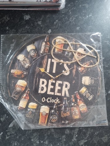 Beer clock wooden wall - it's,