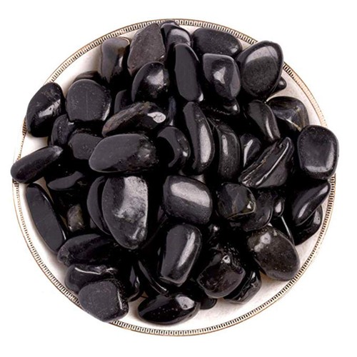 Black natural polished - black, pebbles