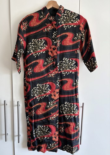 Vintage mandarin collar midi - mandarin,