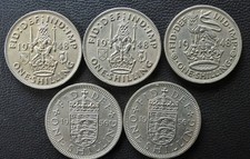 1940 1950's 1 Shilling Coins x
