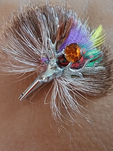 Vintage stag brooch feather - stag,