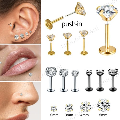 Stud earring piercing zircon - earring,