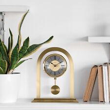 Acctim Colney Pendulum Mantel Clock Quartz Brushed Metal Glass Energy Efficient