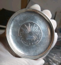 Chinese Silver Dish Set With A 1895 Mexican 8 Real Coin, 77mm Diameter, 58g.  #2