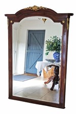 Antique Very Large Early 20th Century Mahogany & Walnut Floor Wall Mirror