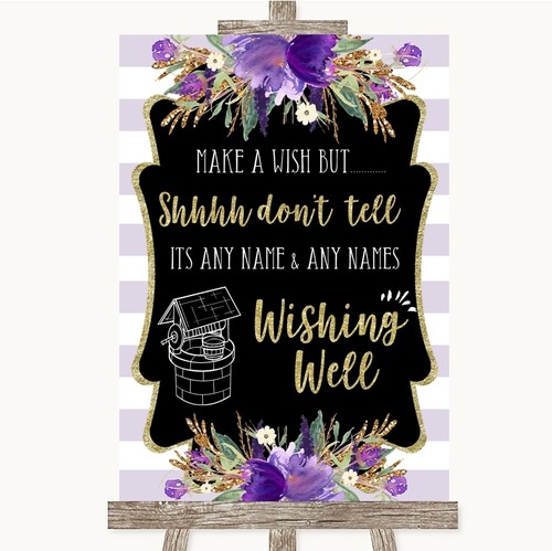 Gold purple stripes wishing - &,