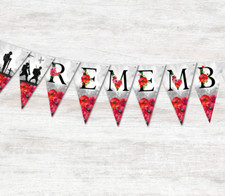 Remembrance Day Poppy 'REMEMBER' Armed Forces Bunting & Ribbon