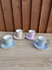 Virgin Vie - Ritz Glitz Pastel Coffee Cup & Saucer Set of 4 Boxed Multicolored
