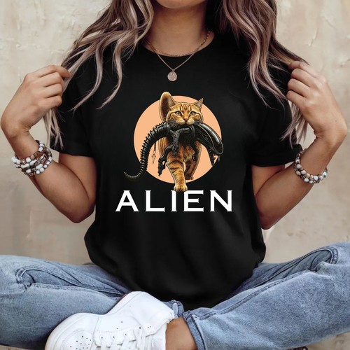 Alien cat graphic pop shirt - pop, t-shirt