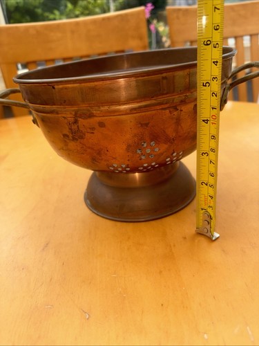 Vintage copper colander with - vintage,