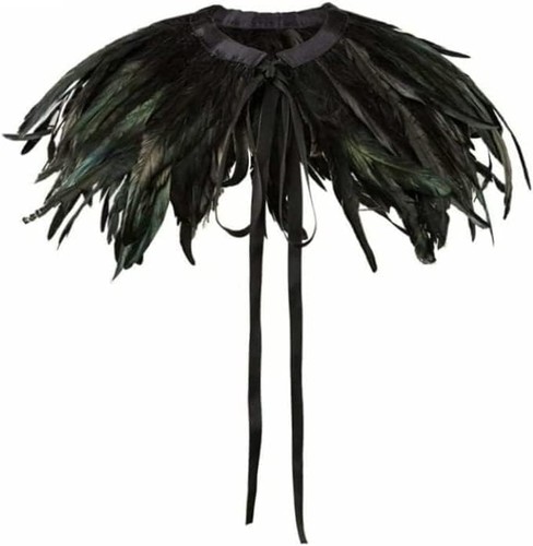Black green feather hand made - black,