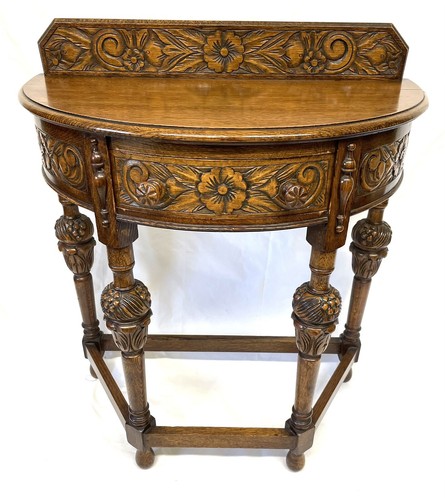 Antique carved oak - demi, lune