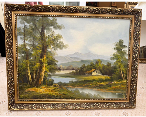 Signed framed landscape - signed,