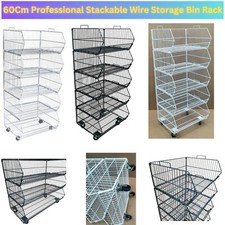 60Cm Professional Stackable Wire Storage Bin Rack Veg Fruit Basket for Shop