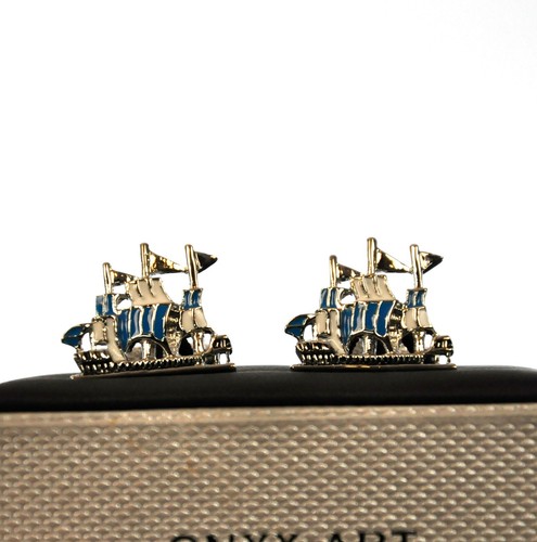 Galleon onyx art cufflinks - onyx-art,