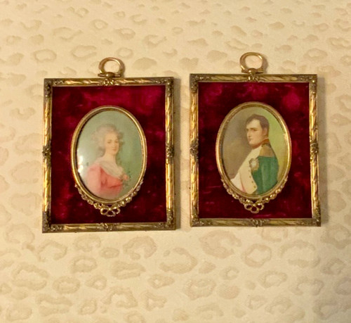 Pair antique miniature - pair, of