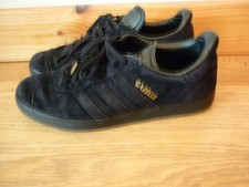 adidas "GAZELLE" blackgold suede retro trainers, Size 6 UK, USED